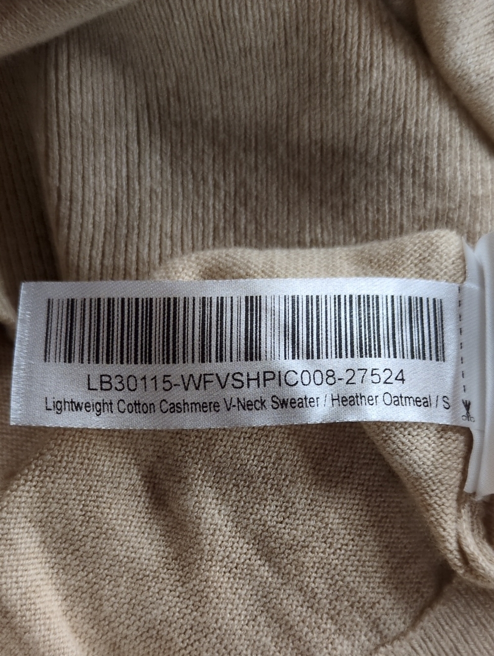 Quince Lightweight Cotton Cashmere V-Neck Sweater Heather Oatmeal Size Small - Picture 7 of 8